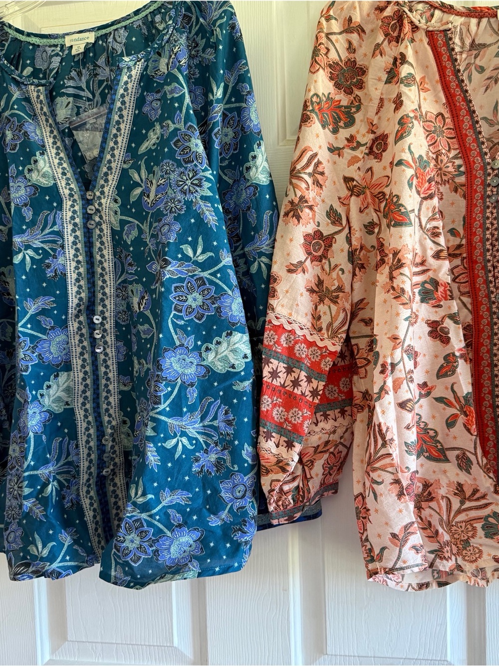 Sundance Arvilla (2) Blue and Peach Floral Button-Front Shirt